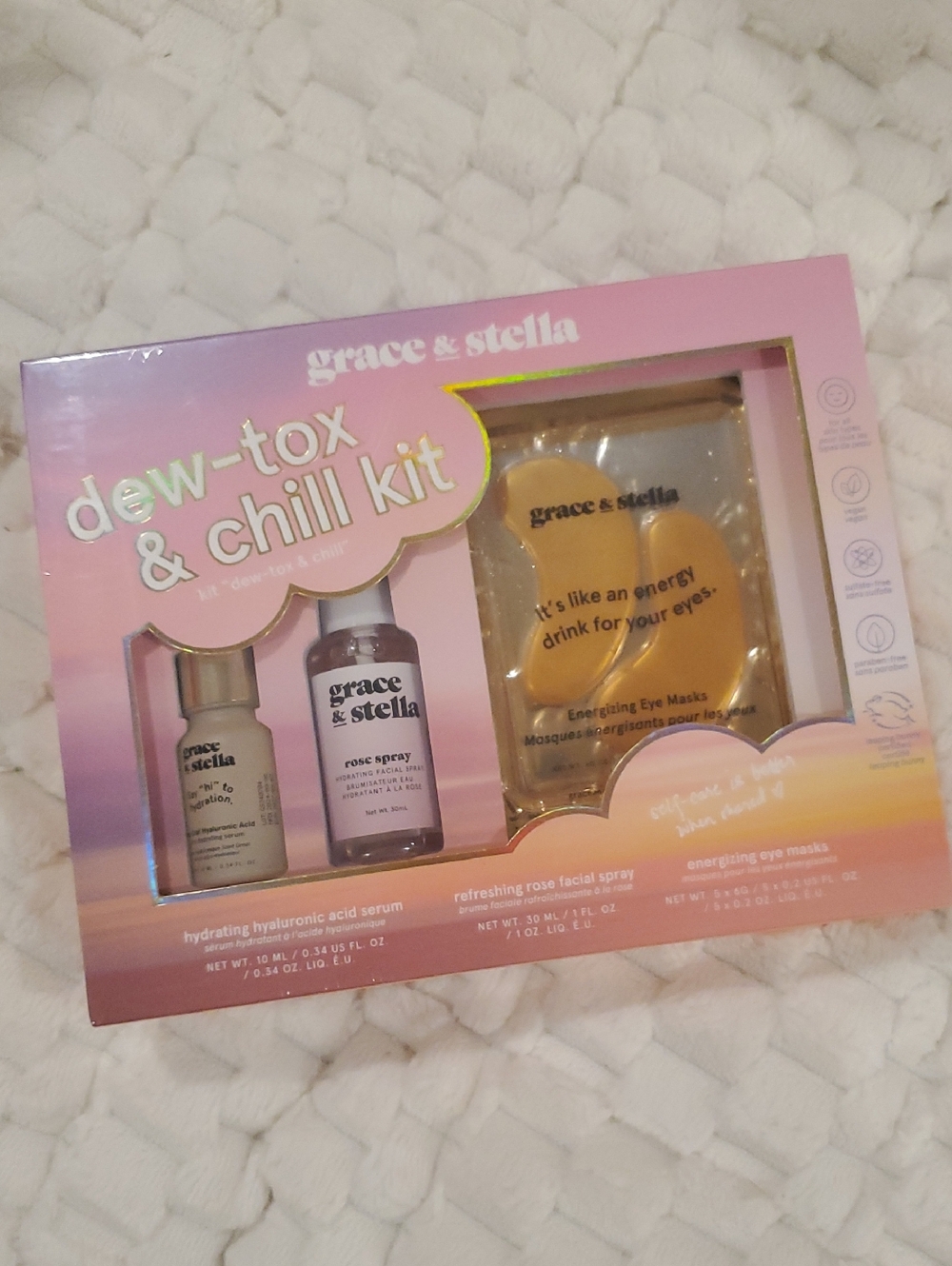 grace & stella Dew-Tox & Chill Kit – Pink and Gold Accents